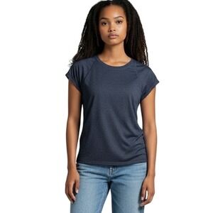 Calvin Klein Performance Tee Pleated Back Heather Navy Blue Activewear Small